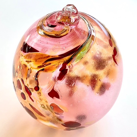 PINK GOLD SPECKLED EGG_HAND BLOWN GLASS ORNAMENT - Picture 8 of 16